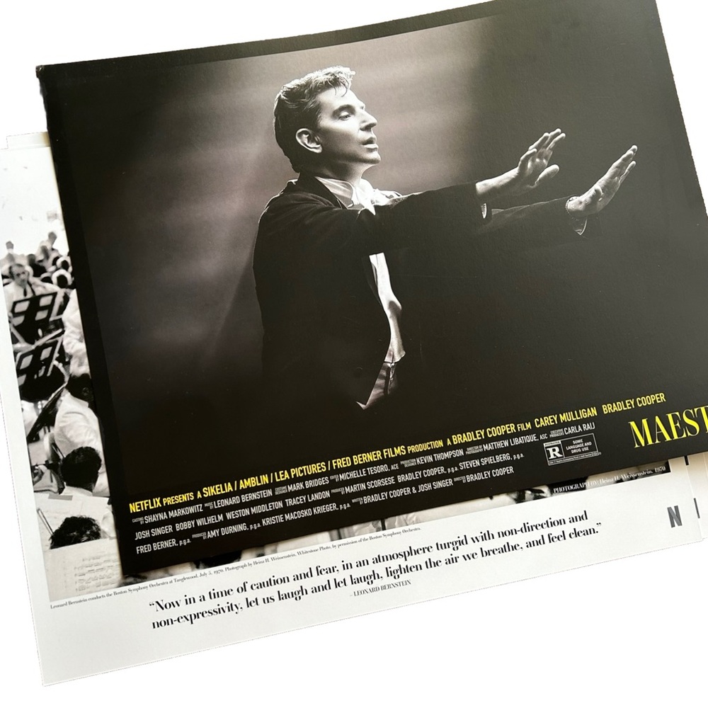 MAESTRO 5 LOBBY CARDS 2023 FILM PROMO BRADLEY COOPER CAREY MULLIGAN BERNSTEIN